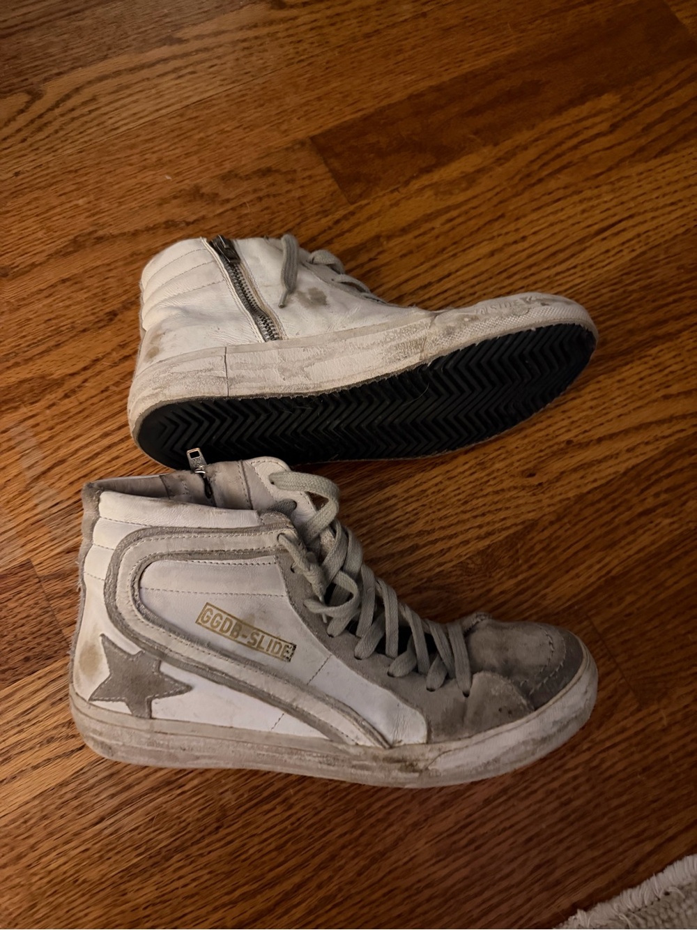 Golden Goose White & Gray High-Top Lace-Up Sneaker with Star - Picture 3 of 4